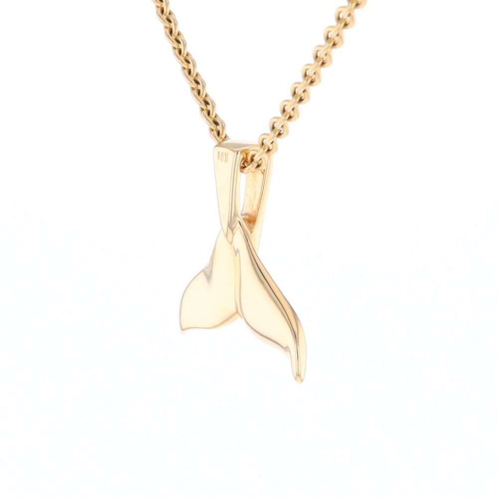 Whale Tail Gold Quartz Single Sided Inlaid Sea Life Pendant