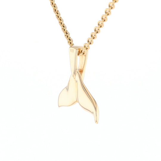 Whale Tail Gold Quartz Single Sided Inlaid Sea Life Pendant