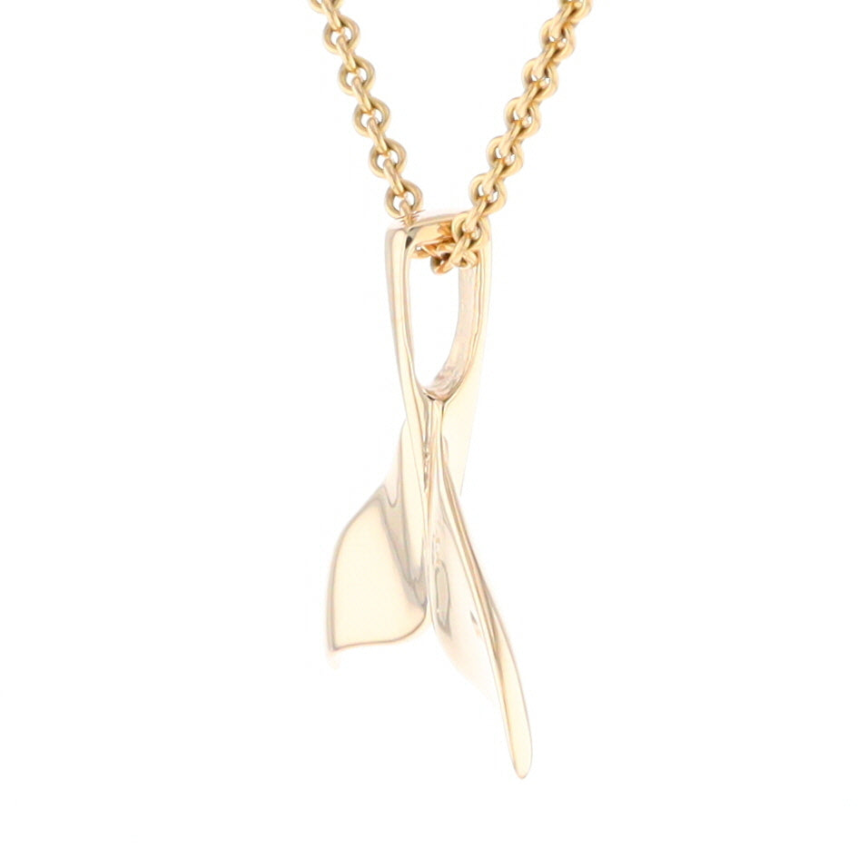 Whale Tail Pendant 14Kt Gold High Polish Realistically Designed