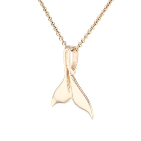 Whale Tail Necklaces Natural Gold Quartz Double Sided Inlaid Pendant