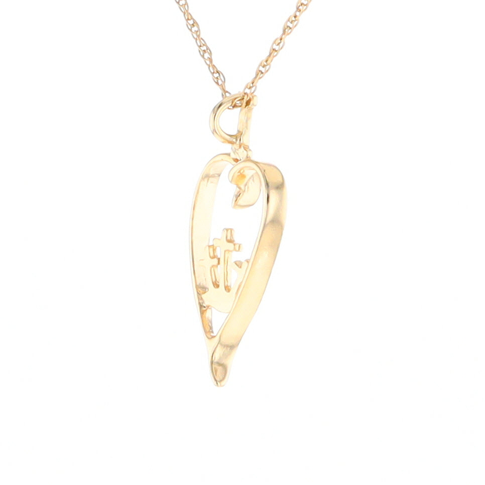 Gold Heart Triple Cross Pendant
