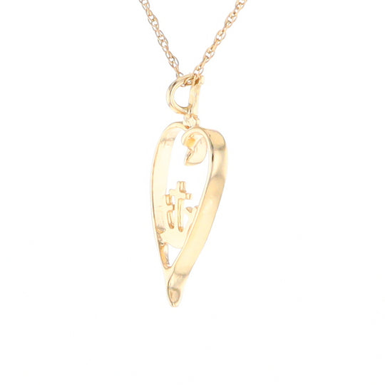 Gold Heart Triple Cross Pendant