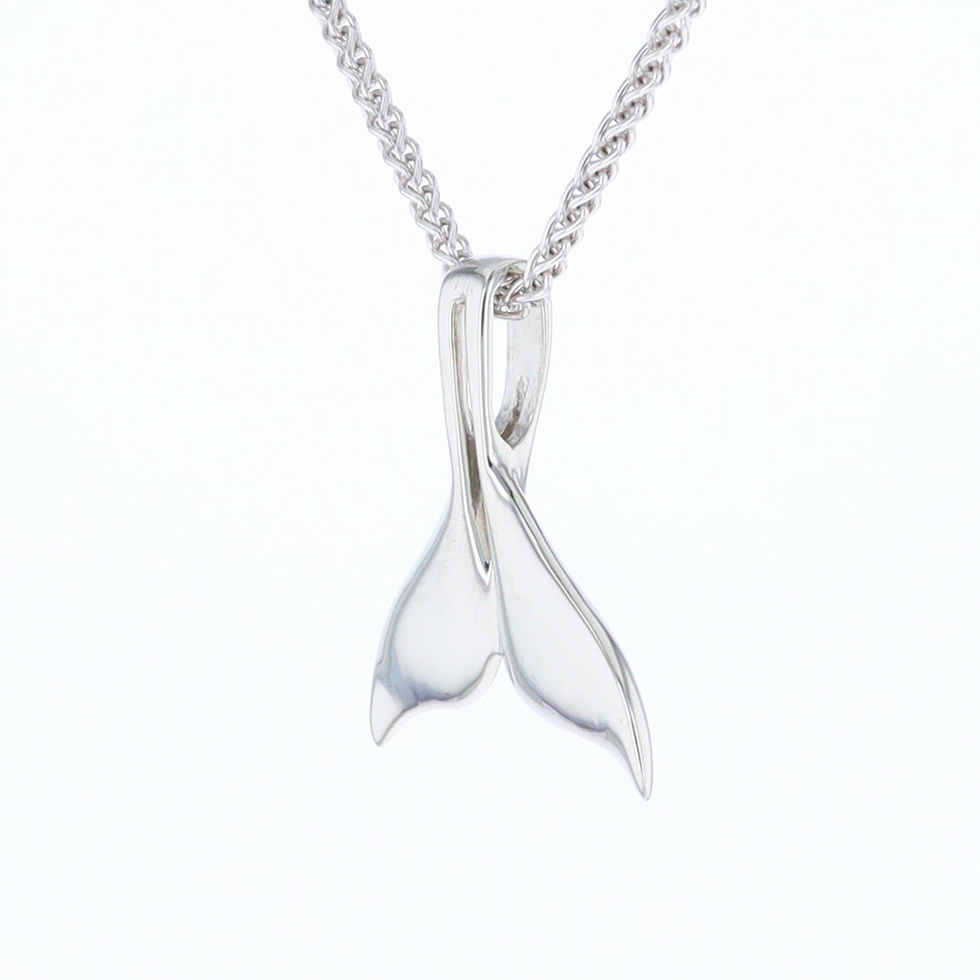 White Gold Whale Tail Pendant Natural Nuggets Double Inlaid Sea Life Pendant