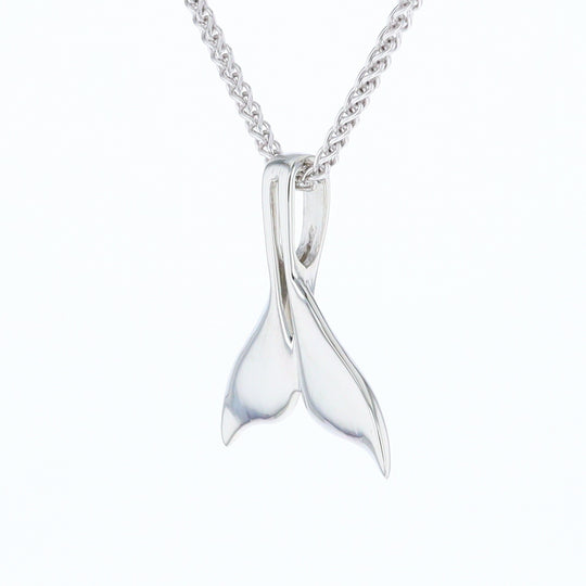 White Gold Whale Tail Pendant Natural Nuggets Double Inlaid Sea Life Pendant