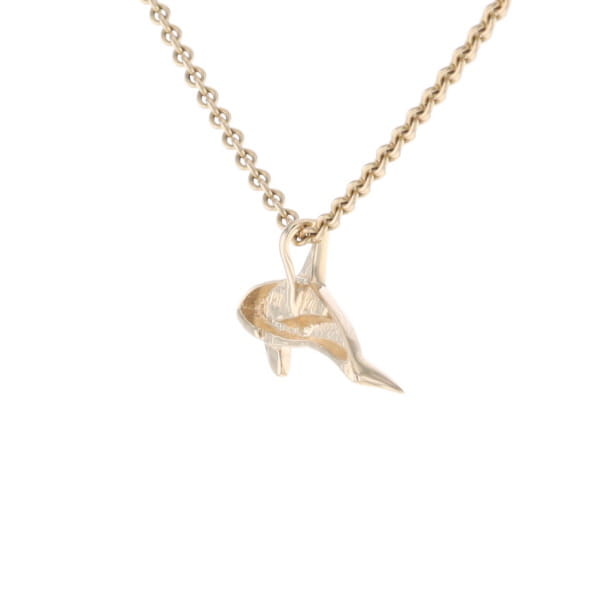 Gold Quartz Necklace Orca Killer Whale Inlaid Sea Life Pendant
