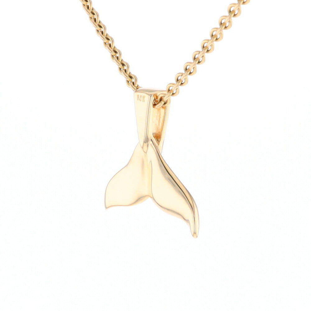 Whale Tail Gold Quartz Single Sided Inlaid Sea Life Pendant