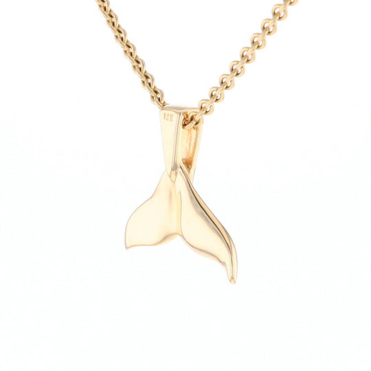 Whale Tail Gold Quartz Single Sided Inlaid Sea Life Pendant