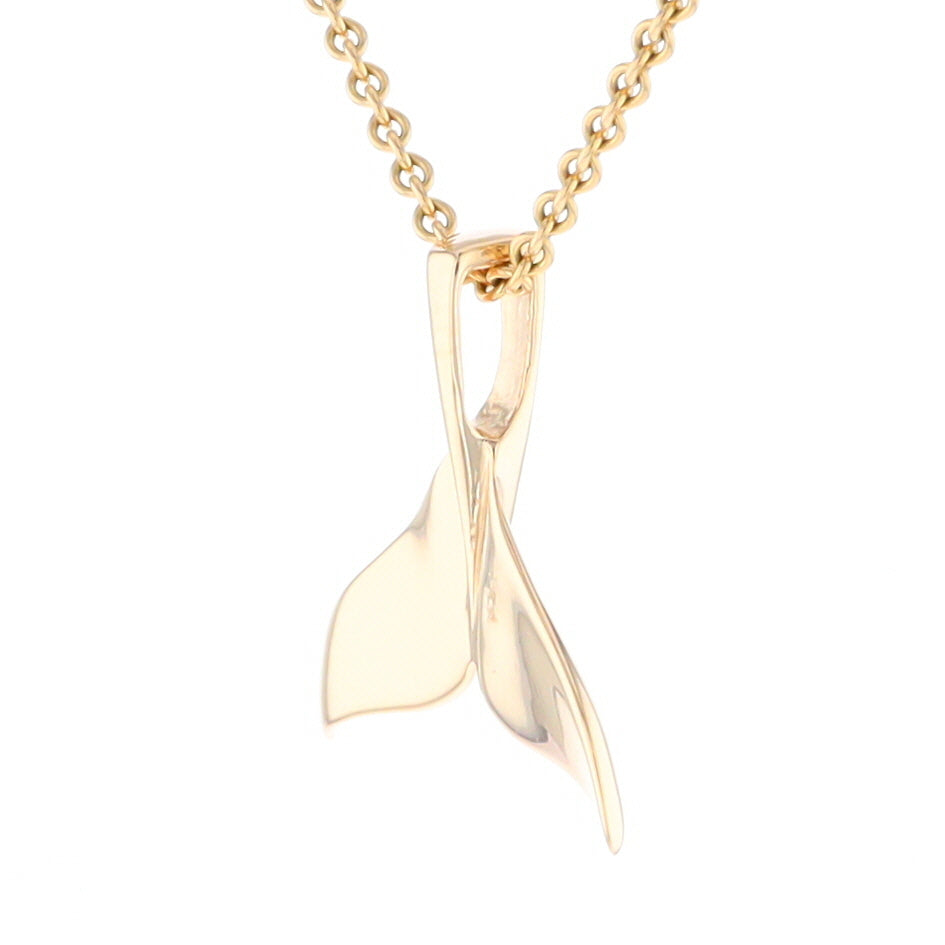 Whale Tail Pendant 14Kt Gold High Polish Realistically Designed