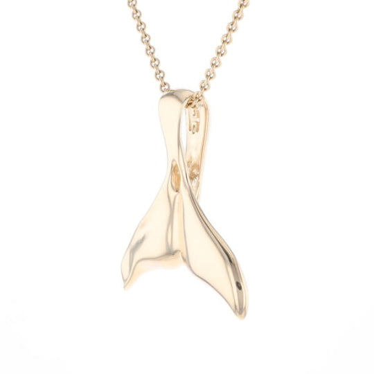 Whale Tail Natural Gold Quartz Single Side Inlaid Pendant