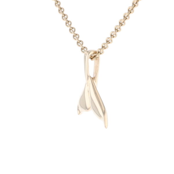 Whale Tail Gold Quartz Double Sided Inlaid Sea Life Pendant
