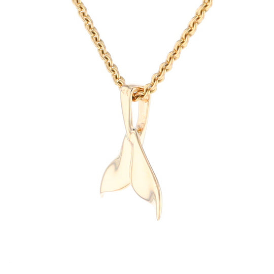 Whale Tail Pendant 14kt Gold High Polish Realistically Designed