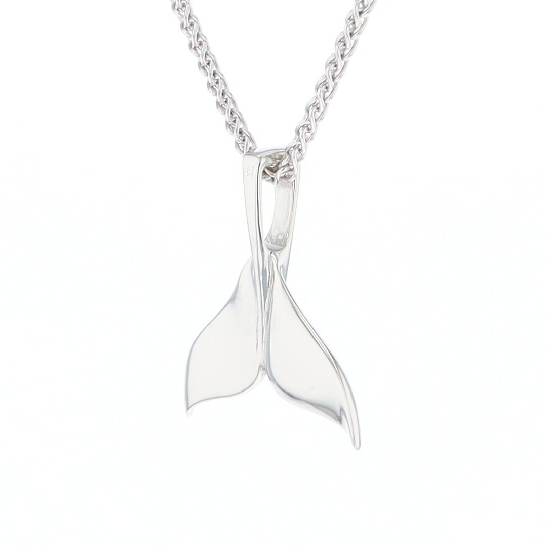 Whale Tail Natural Nuggets Inlaid Sea Life Medium White Gold Pendant