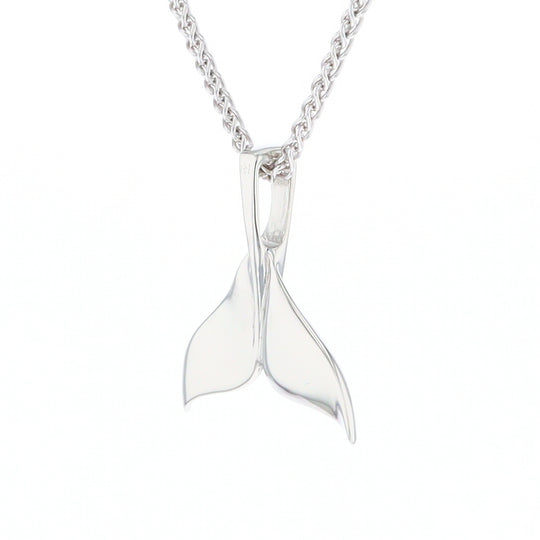 Whale Tail Natural Nuggets Inlaid Sea Life Medium White Gold Pendant