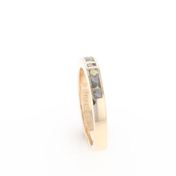 Gold Quartz Ring 3 Rectangle Section Inlaid Band