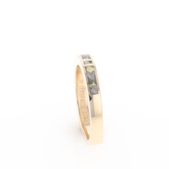 Gold Quartz Ring 3 Rectangle Section Inlaid Band