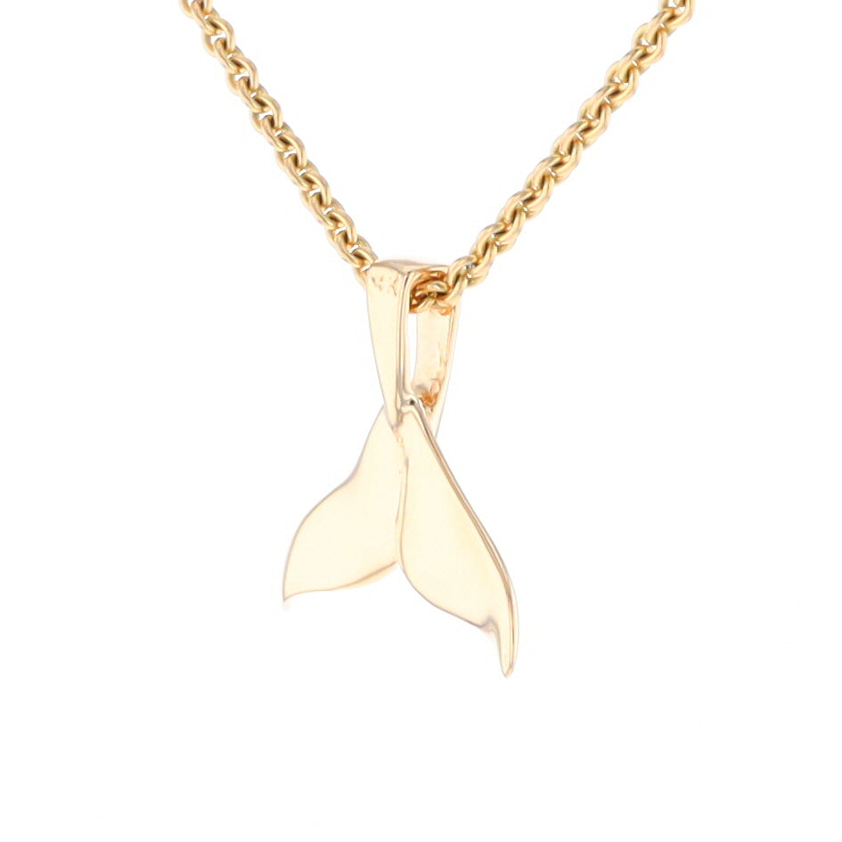 Whale Tail Pendant 14kt Gold High Polish Realistically Designed