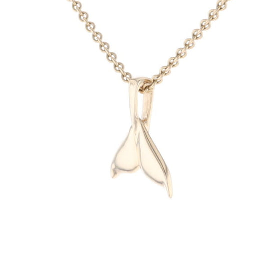 Whale Tail Gold Quartz Double Sided Inlaid Sea Life Pendant