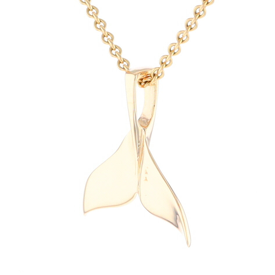 Whale Tail Pendant 14Kt Gold High Polish Realistically Designed