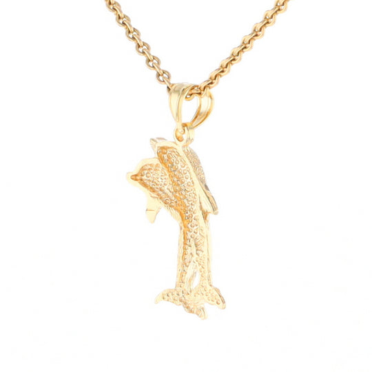 Textured Double Dolphin Pendant