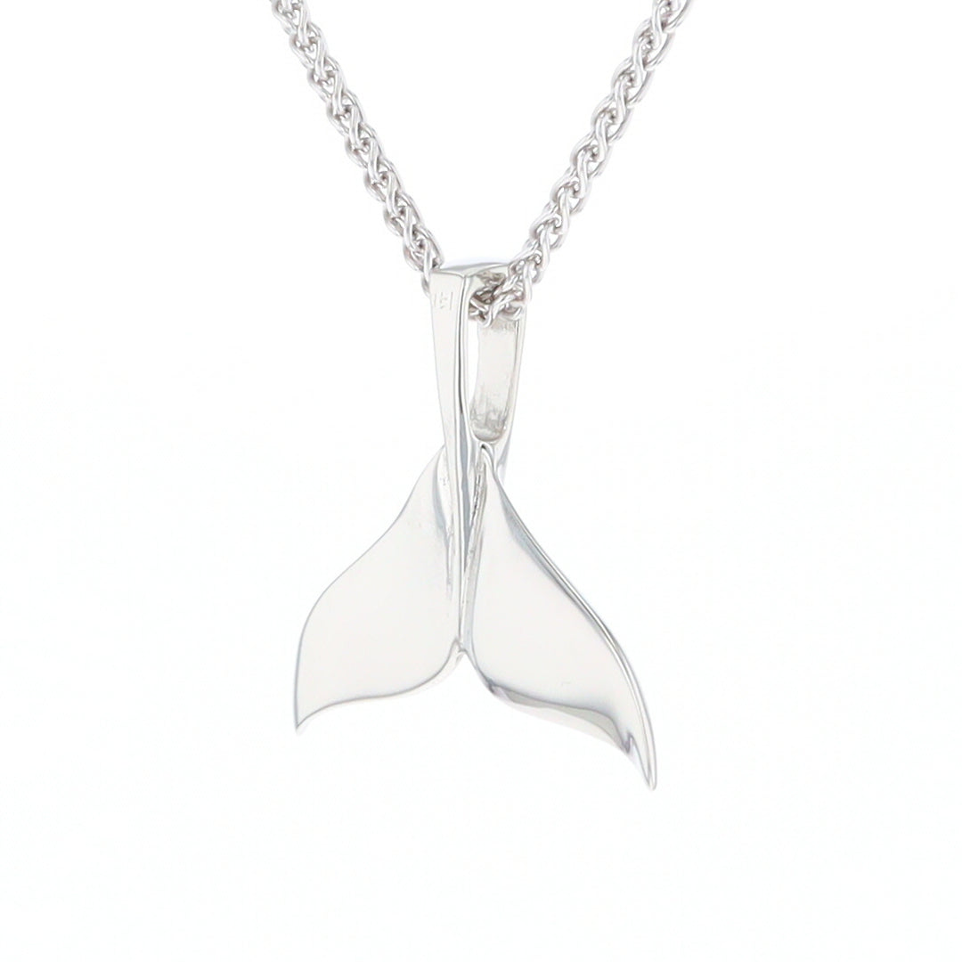 Whale Tail Natural Nuggets Inlaid Sea Life Medium White Gold Pendant