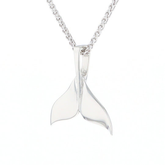 Whale Tail Natural Nuggets Inlaid Sea Life Medium White Gold Pendant