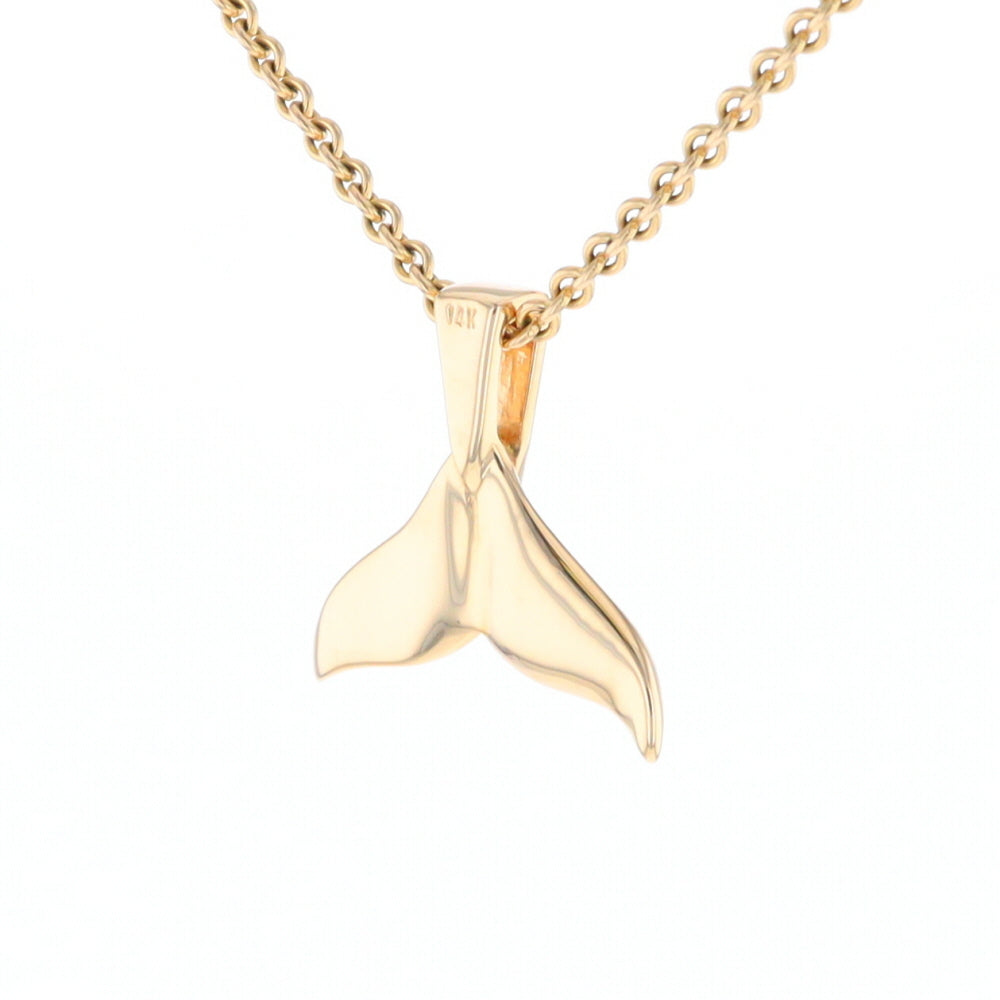 Whale Tail Gold Quartz Single Sided Inlaid Sea Life Pendant
