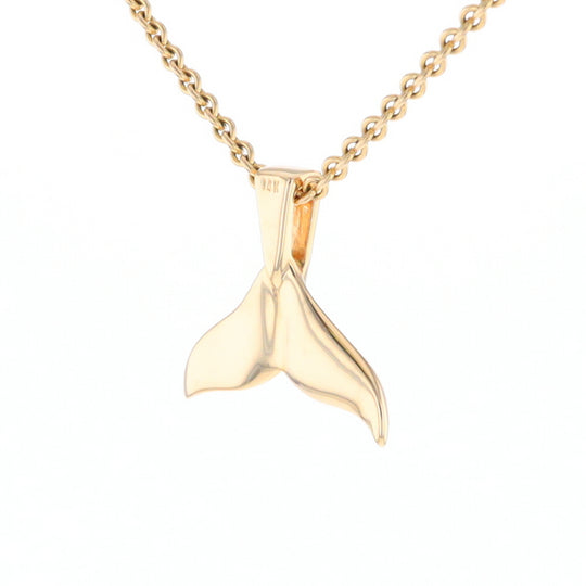 Whale Tail Gold Quartz Single Sided Inlaid Sea Life Pendant