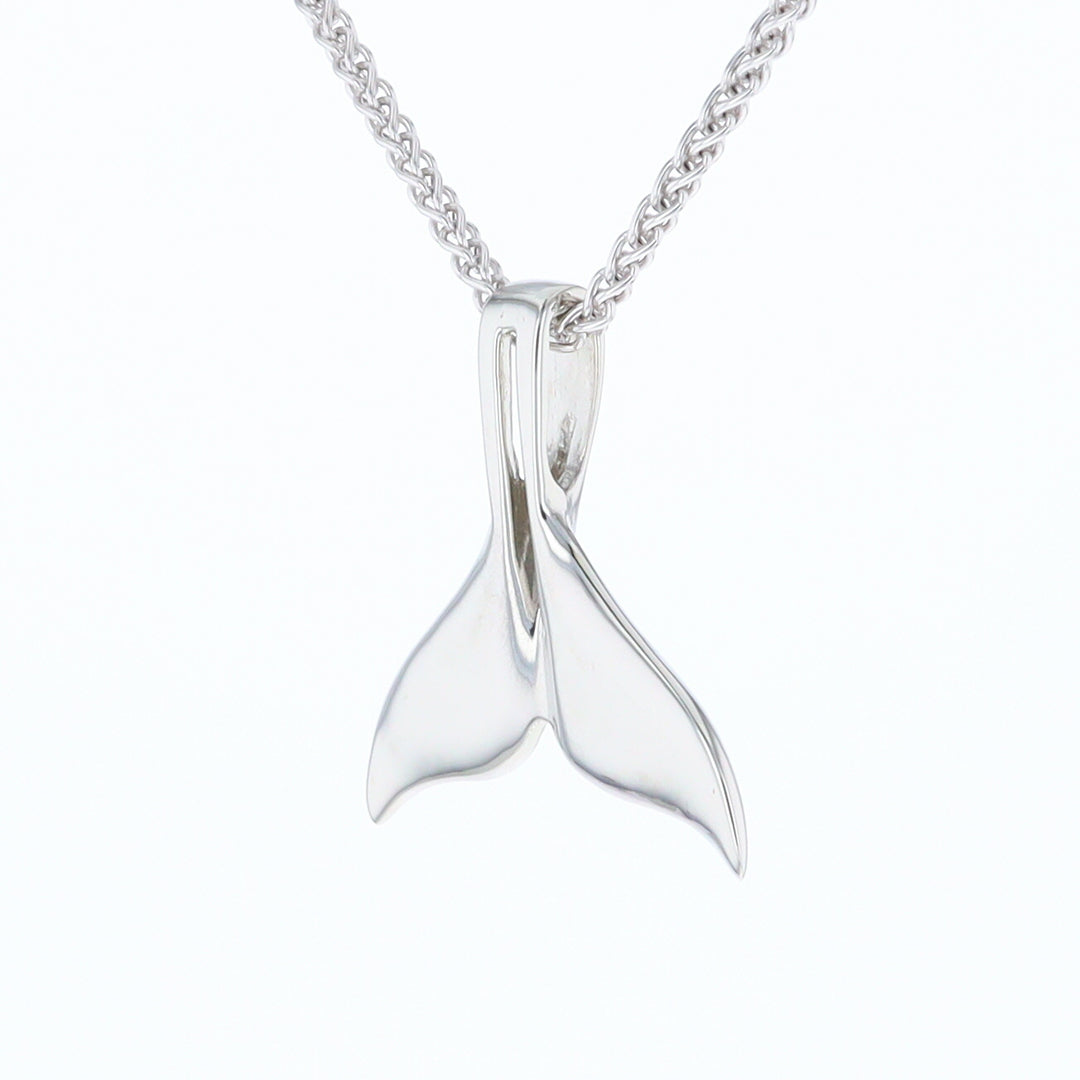 White Gold Whale Tail Pendant Natural Nuggets Double Inlaid Sea Life Pendant