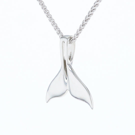White Gold Whale Tail Pendant Natural Nuggets Double Inlaid Sea Life Pendant