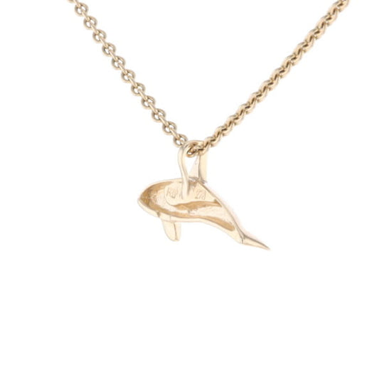Gold Quartz Necklace Orca Killer Whale Inlaid Sea Life Pendant