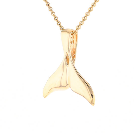 Whale Tail Gold Quartz Single Sided Inlaid Sea Life Pendant