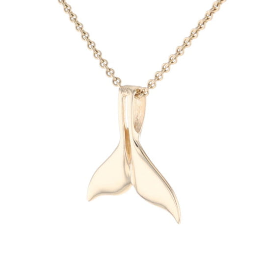 Whale Tail Necklaces Natural Gold Quartz Double Sided Inlaid Pendant