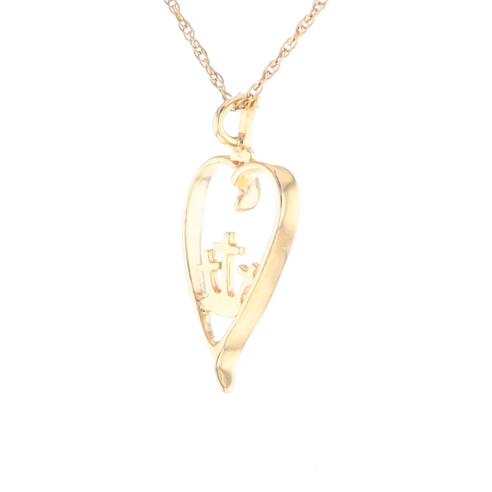 Gold Heart Triple Cross Pendant