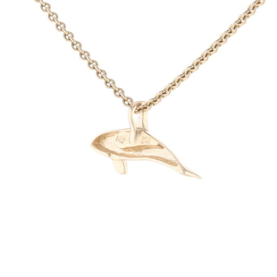 Gold Quartz Necklace Orca Killer Whale Inlaid Sea Life Pendant