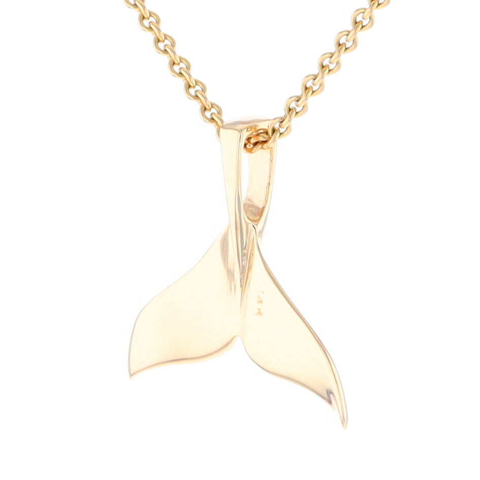 Whale Tail Pendant 14Kt Gold High Polish Realistically Designed