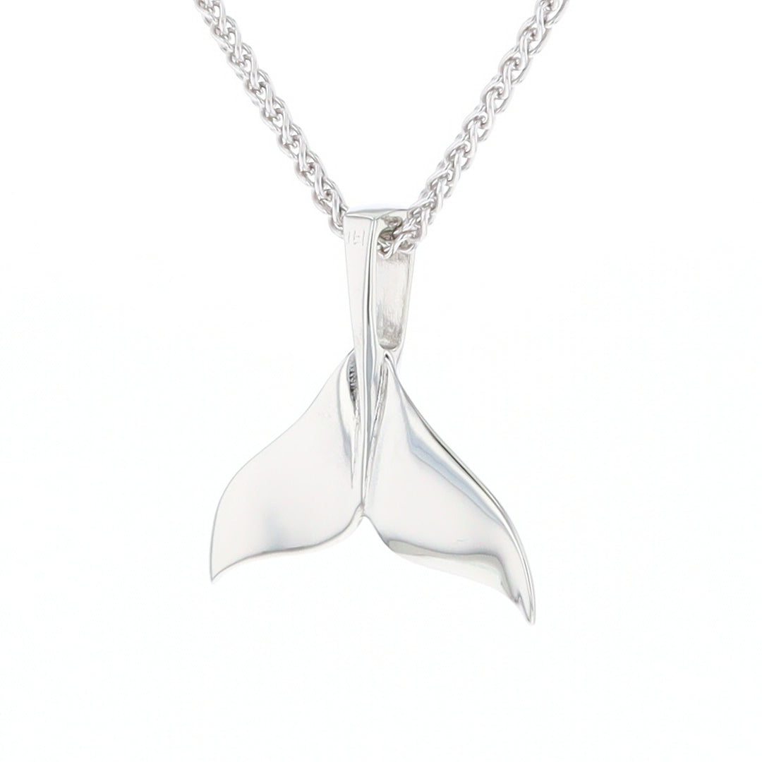 Whale Tail Natural Nuggets Inlaid Sea Life Medium White Gold Pendant