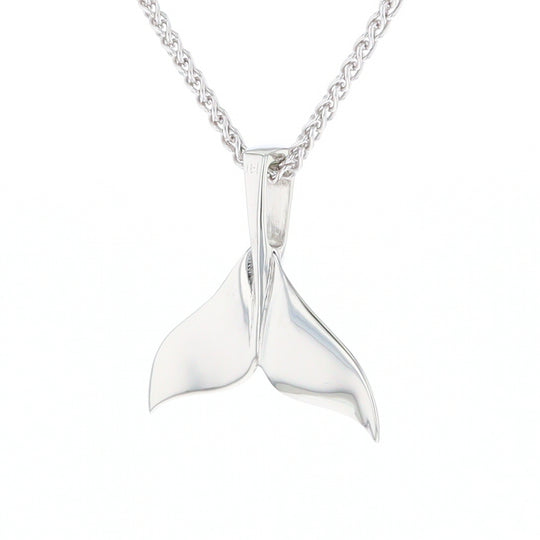 Whale Tail Natural Nuggets Inlaid Sea Life Medium White Gold Pendant