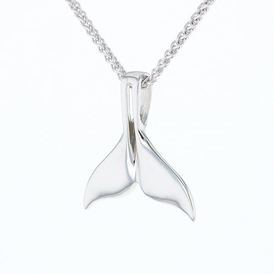White Gold Whale Tail Pendant Natural Nuggets Double Inlaid Sea Life Pendant