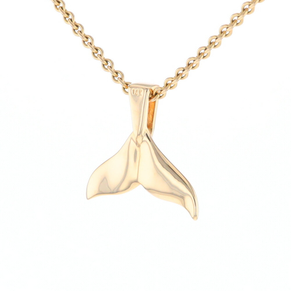 Whale Tail Gold Quartz Single Sided Inlaid Sea Life Pendant