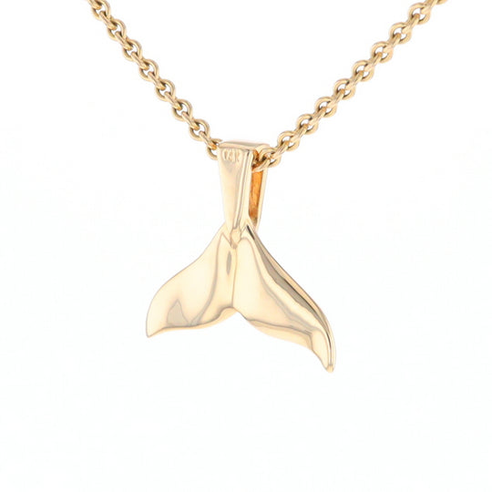 Whale Tail Gold Quartz Single Sided Inlaid Sea Life Pendant