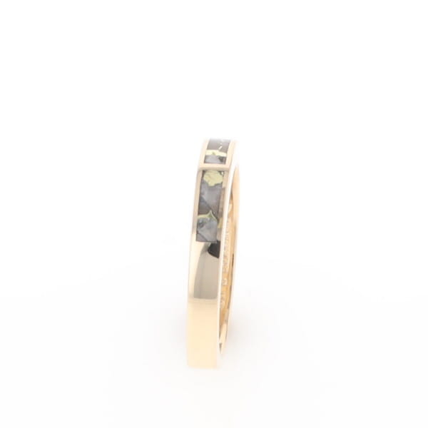 Gold Quartz Ring 3 Rectangle Section Inlaid Band