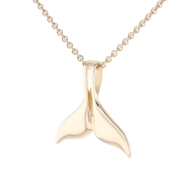 Whale Tail Necklaces Natural Gold Quartz Double Sided Inlaid Pendant