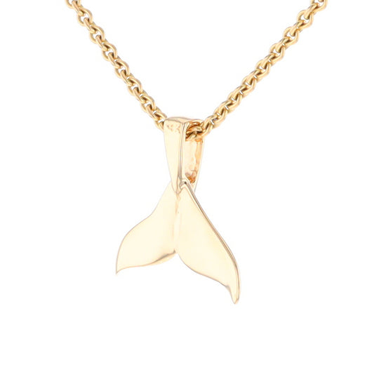 Whale Tail Pendant 14kt Gold High Polish Realistically Designed