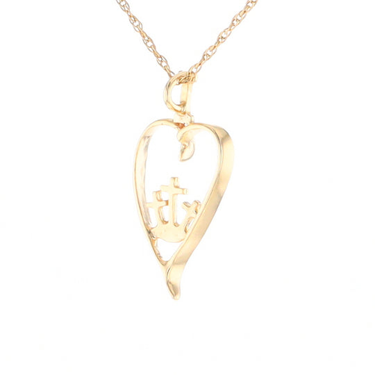 Gold Heart Triple Cross Pendant
