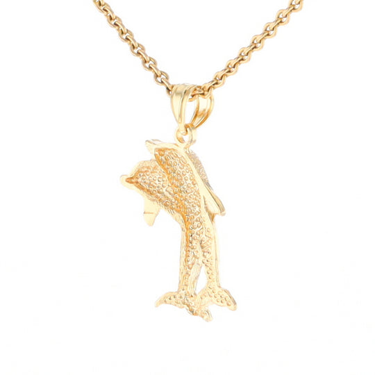 Textured Double Dolphin Pendant