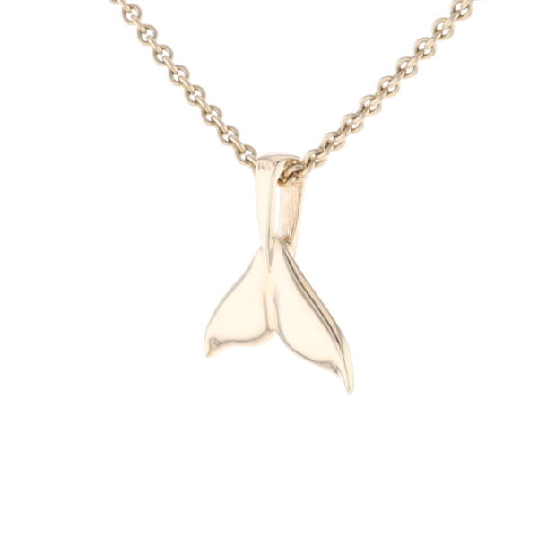 Whale Tail Gold Quartz Double Sided Inlaid Sea Life Pendant