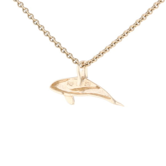 Gold Quartz Necklace Orca Killer Whale Inlaid Sea Life Pendant