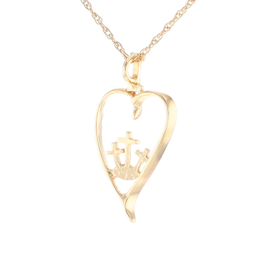 Gold Heart Triple Cross Pendant