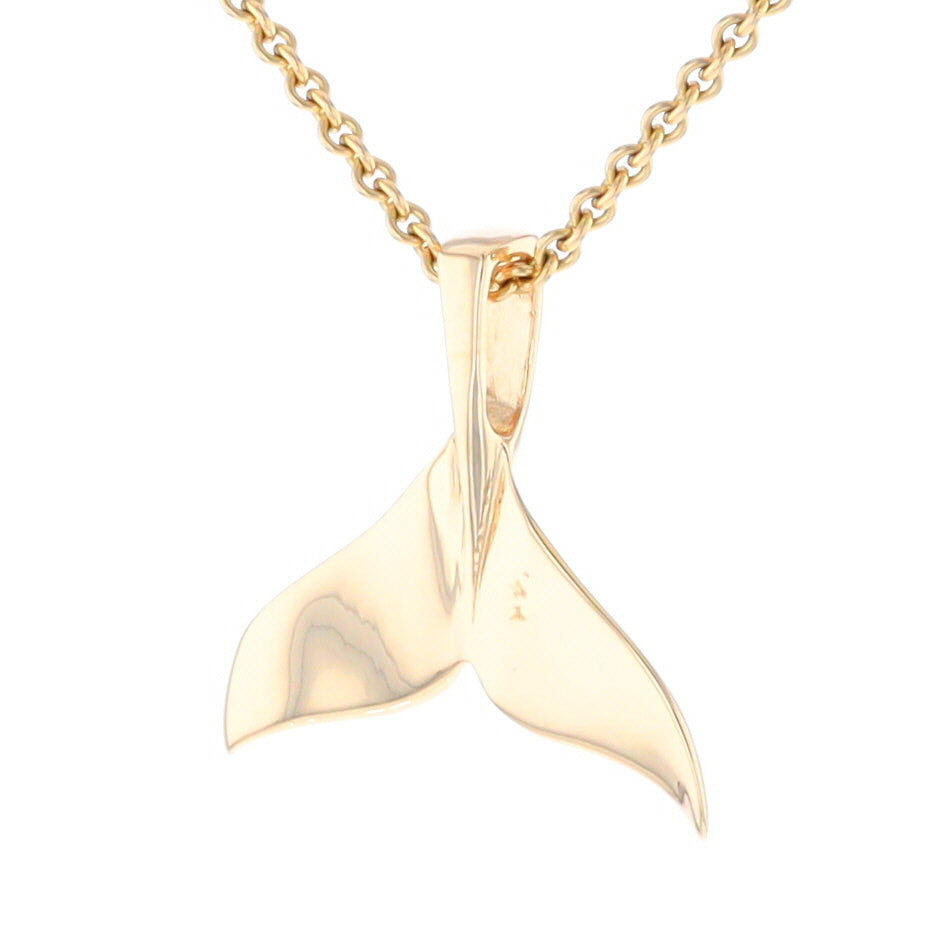 Whale Tail Pendant 14Kt Gold High Polish Realistically Designed