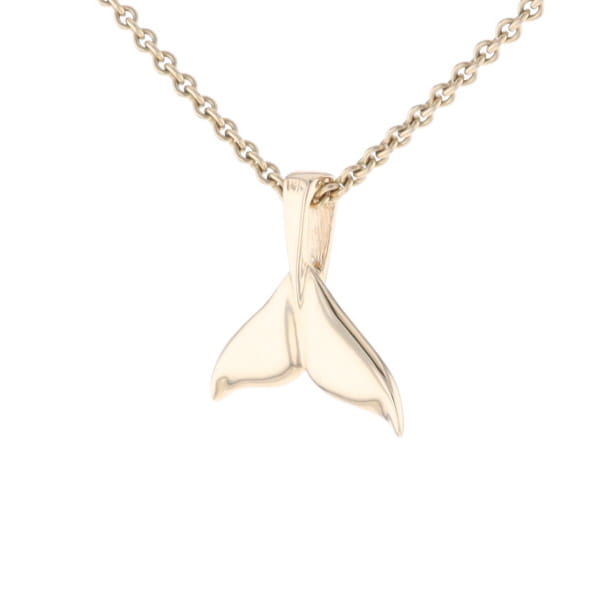 Whale Tail Gold Quartz Double Sided Inlaid Sea Life Pendant